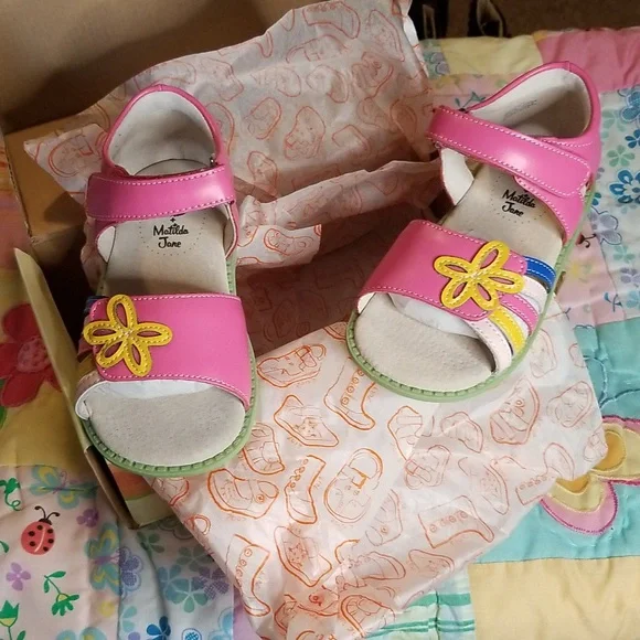 Livie & Luca Pink Leather Sandals with Multicolor Straps Nova Size 11 New in Box - Picture 2 of 6